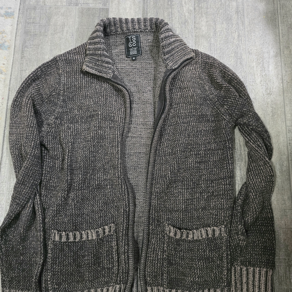 Mens Truth Substance Common Sense Stylish Slouchy Throw Over Zip Sweater Size M
